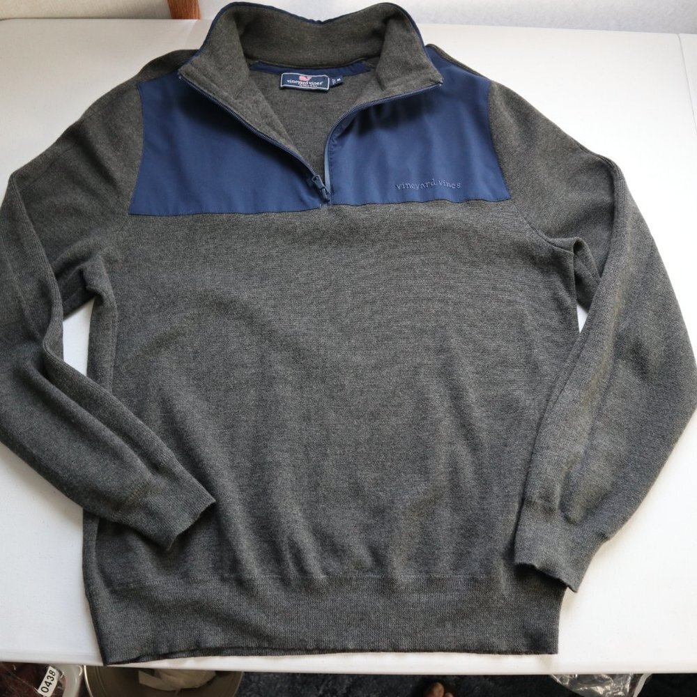 Vineyard Vines Men's Charcoal Heather Gray Active Pullover  wool blend Sweater